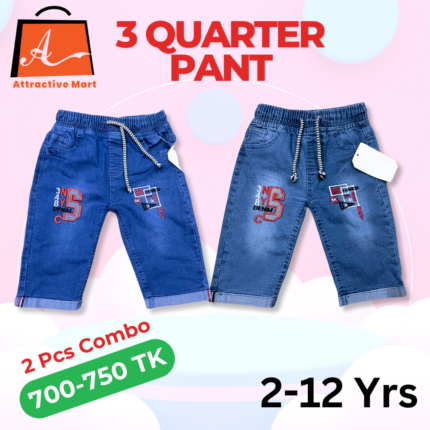 Denim 3 Quarter Pants for Kids – Soft, Stylish & Long-Lasting