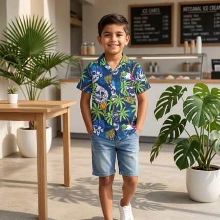 Premium boys viscose shirt for kids, soft breathable summer casual wear, comfortable stylish boys shirt