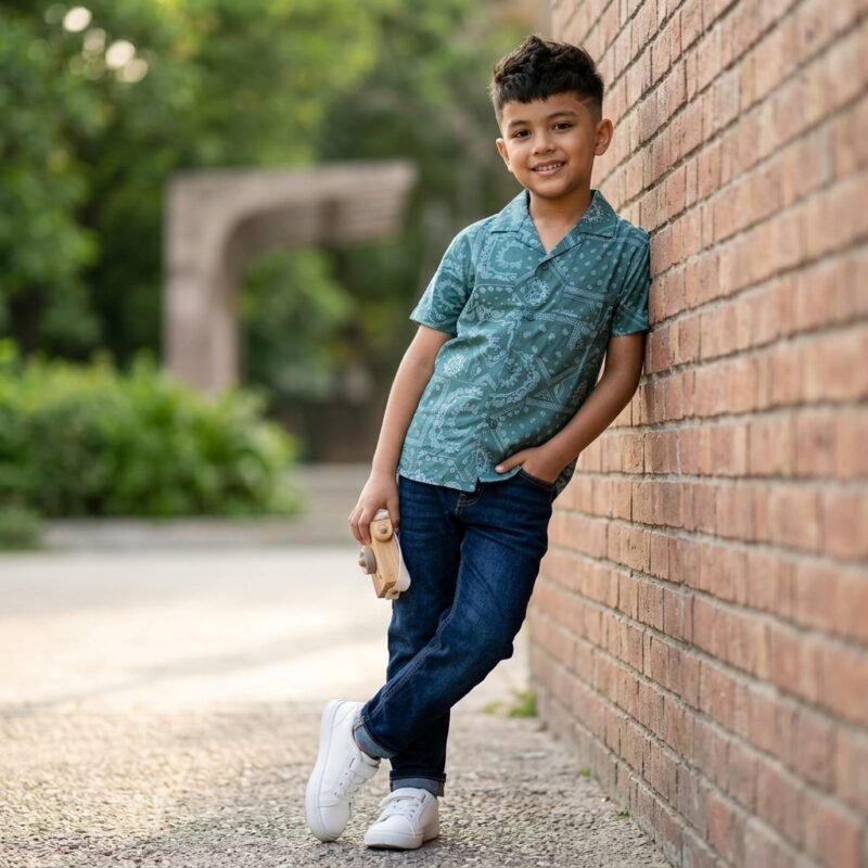Premium boys viscose shirt for kids, soft breathable summer casual wear, comfortable stylish boys shirt