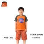 বাচ্চাদের DTF প্রিন্ট টি-শার্ট ও 3 Quarter সেট 100% কটন সিঙ্গেল জার্সি প্রিমিয়াম ড্রেস